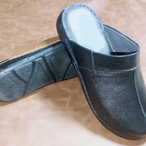 Black Leather Slipper